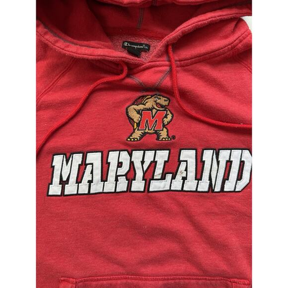 Champion Mens University Of Maryland Terps XL Red Embroidered Logo Hoodie - Picture 2 of 13